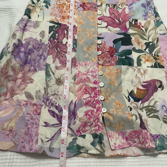 Zara Longsleeves Floral Linen Blend Dress XS EUC - Picture 11 of 11